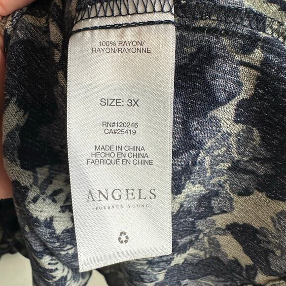 Angels Forever Young Kehlani Square Neck Long Sleeve Blouse Top Blue 3X - Picture 10 of 12